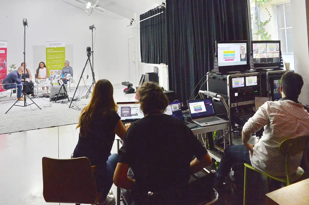 Studio set for a Via Compétences web conference